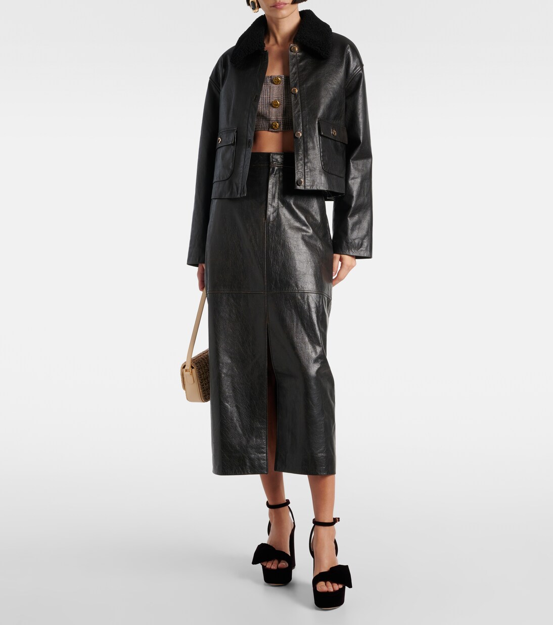 Bleistiftrock aus Leder | Self-Portrait