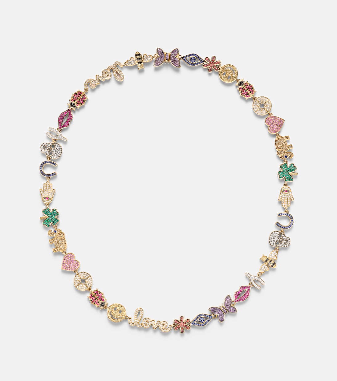 14kt gold charm necklace with diamonds | Sydney Evan