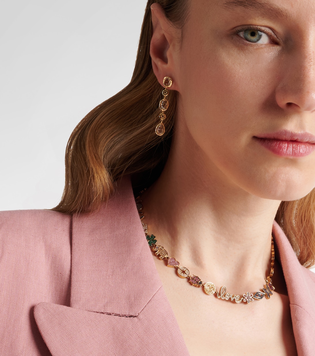 14kt gold charm necklace with diamonds | Sydney Evan