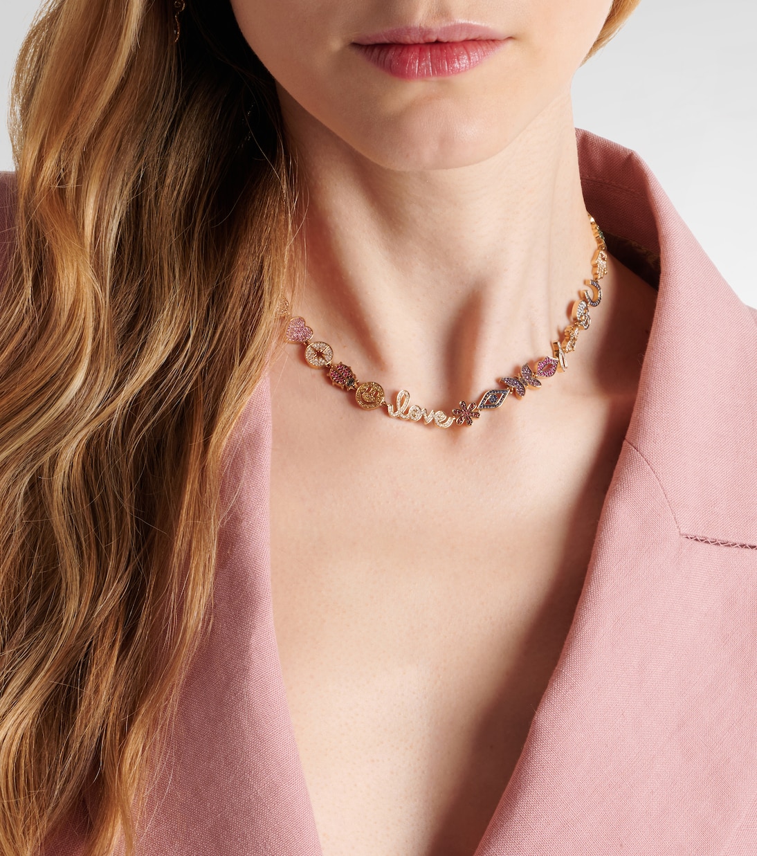 14kt gold charm necklace with diamonds | Sydney Evan