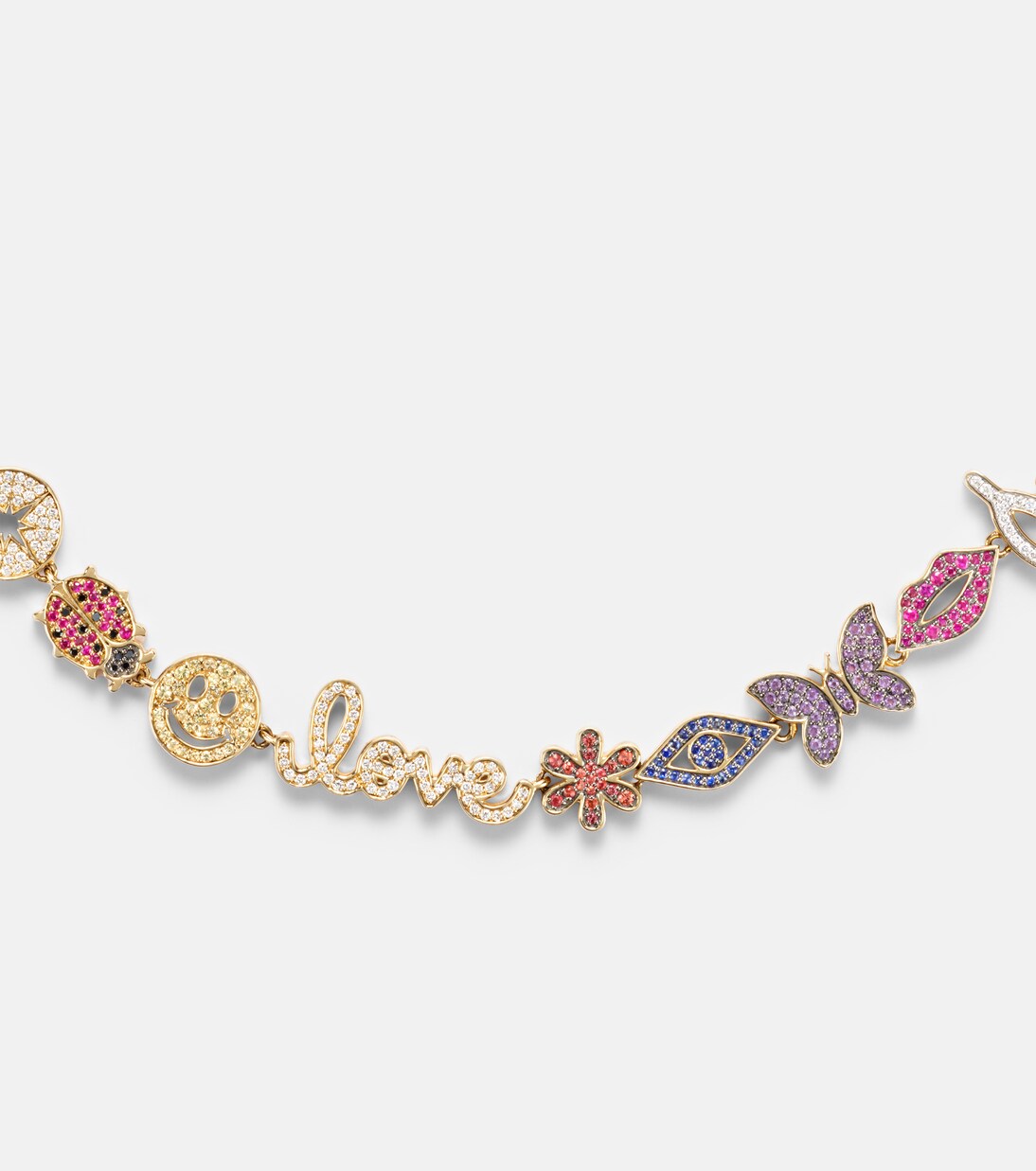 14kt gold charm necklace with diamonds | Sydney Evan