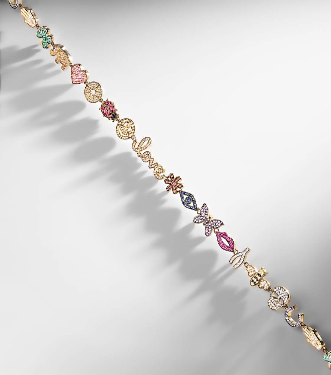 14kt gold charm necklace with diamonds | Sydney Evan