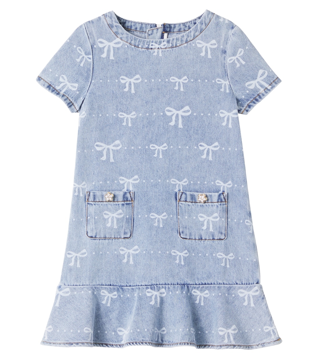 Printed denim dress | Self-Portrait Kids