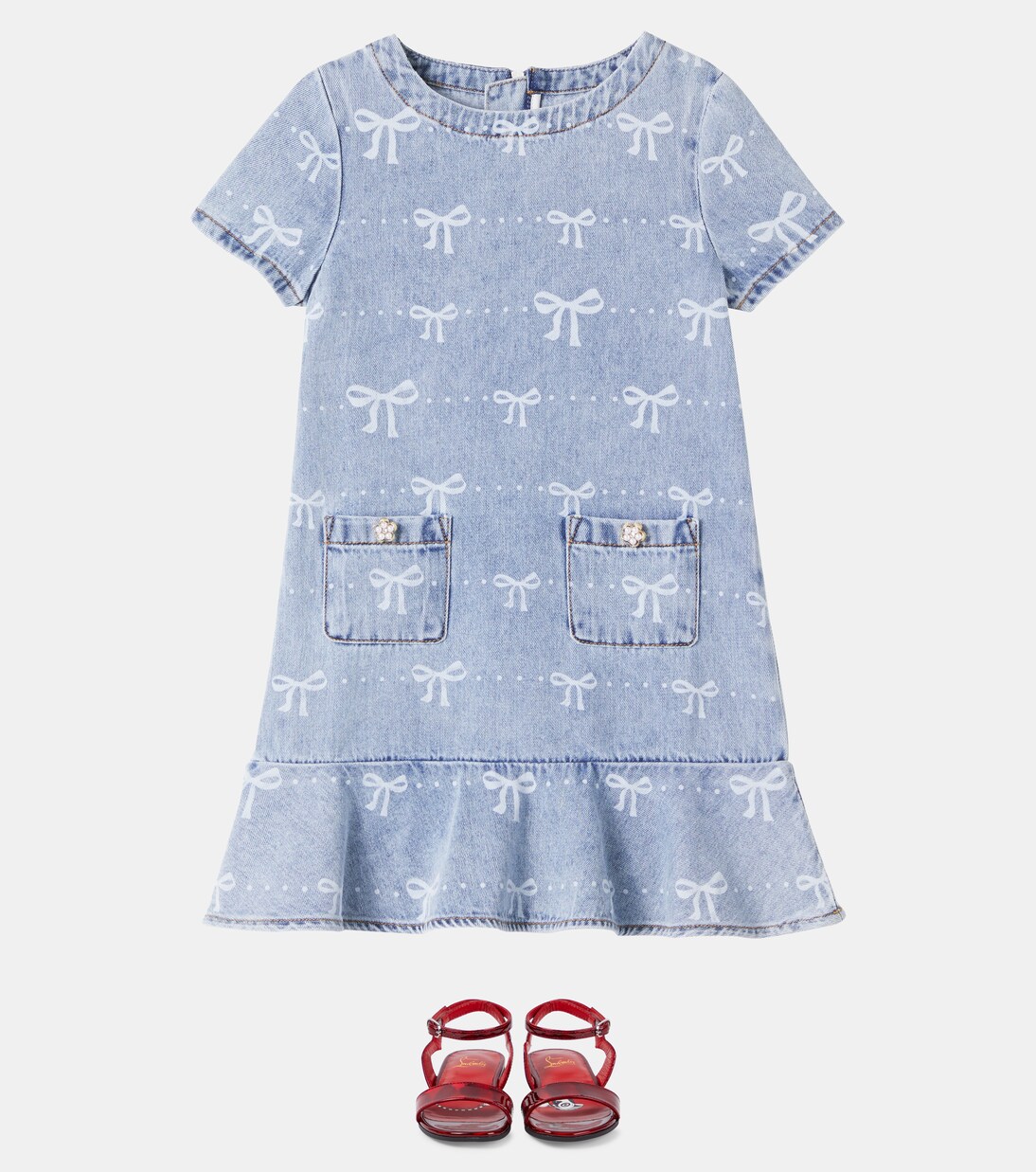 Printed denim dress | Self-Portrait Kids