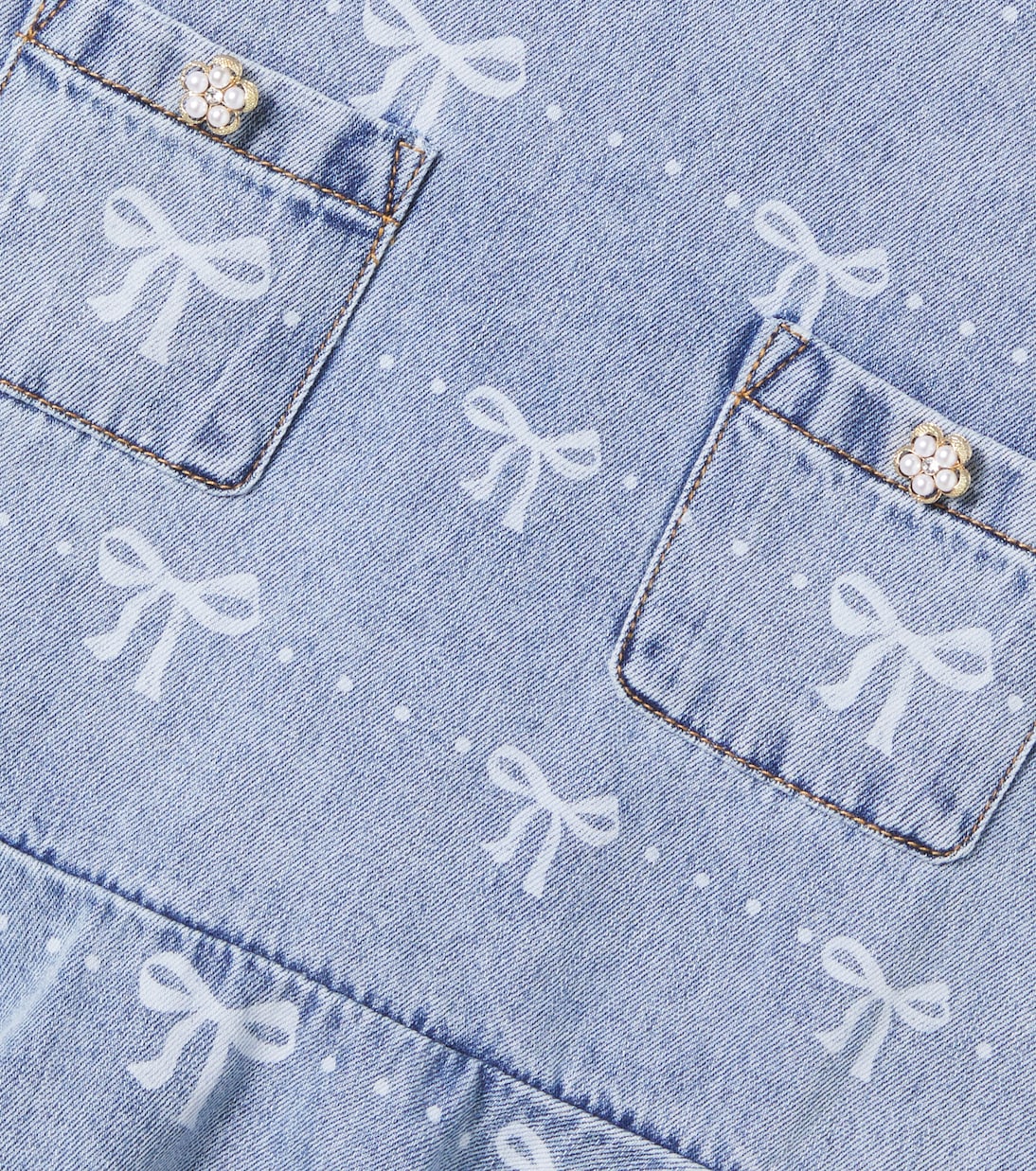 Printed denim dress | Self-Portrait Kids