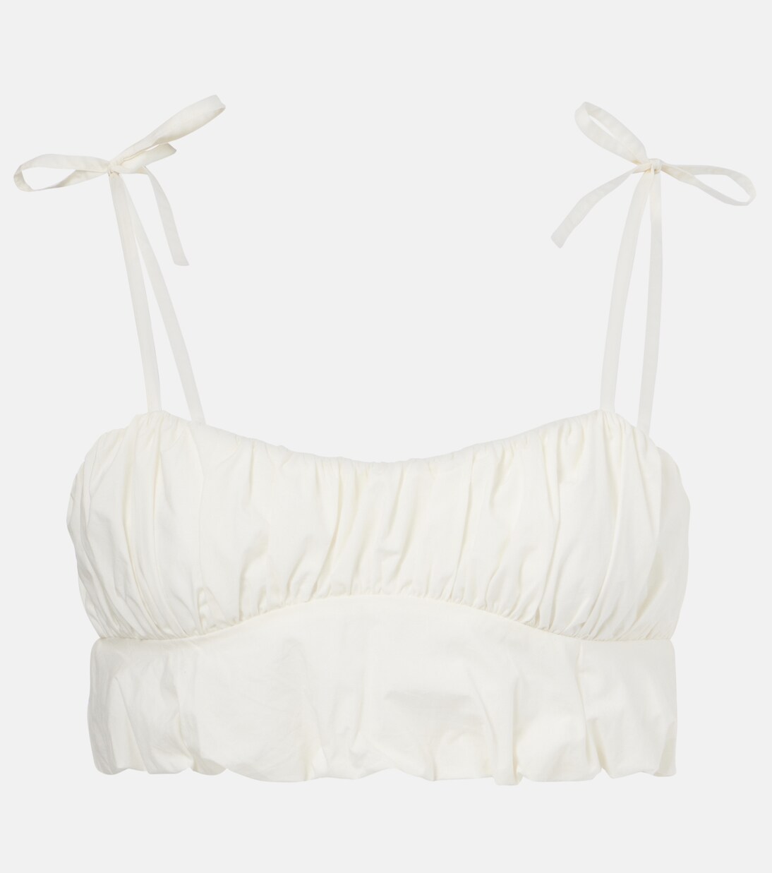 Gathered cotton poplin crop top | Faithfull