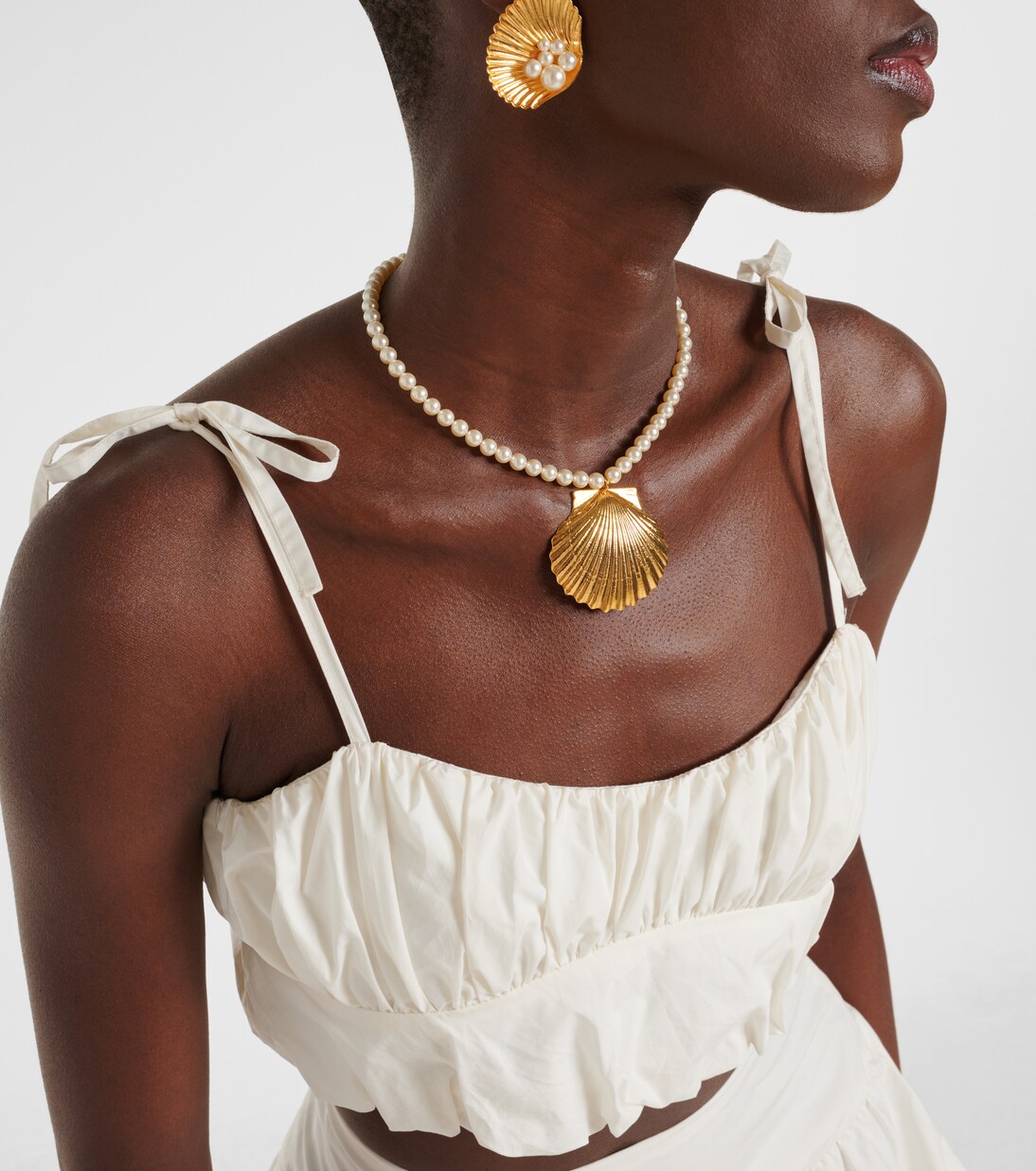 Gathered cotton poplin crop top | Faithfull