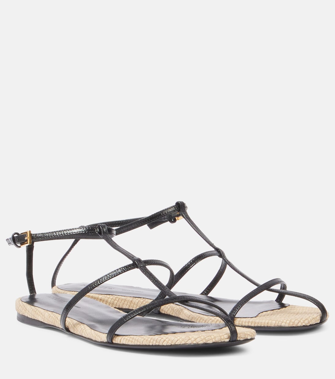 Sandalen Cage aus Leder mit Raffiabast | Khaite