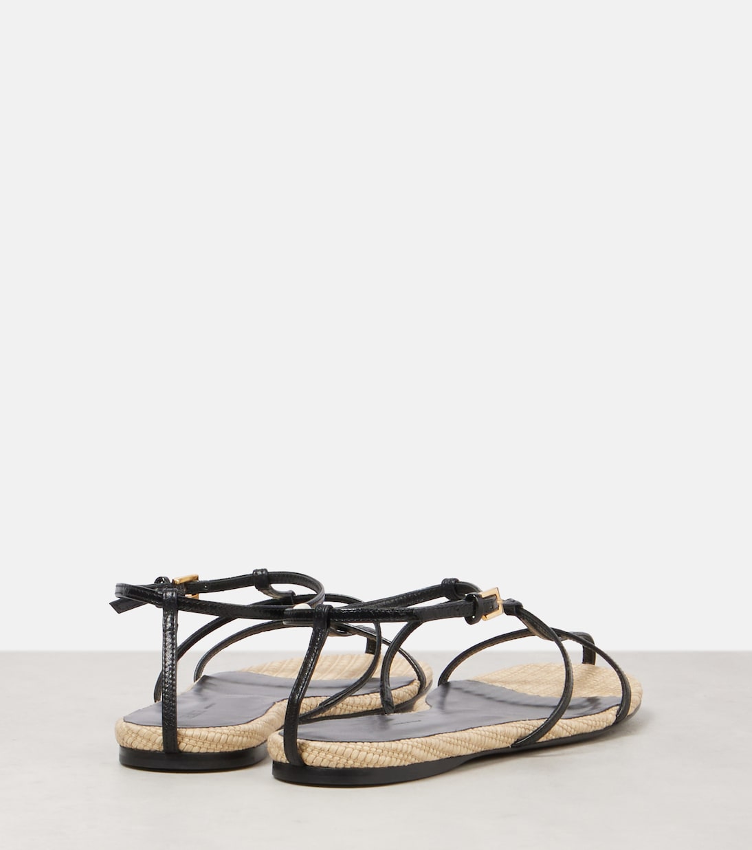 Sandalen Cage aus Leder mit Raffiabast | Khaite