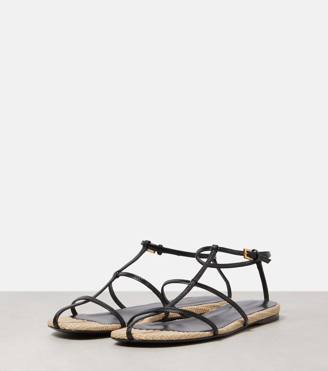 Sandalen Cage aus Leder mit Raffiabast | Khaite