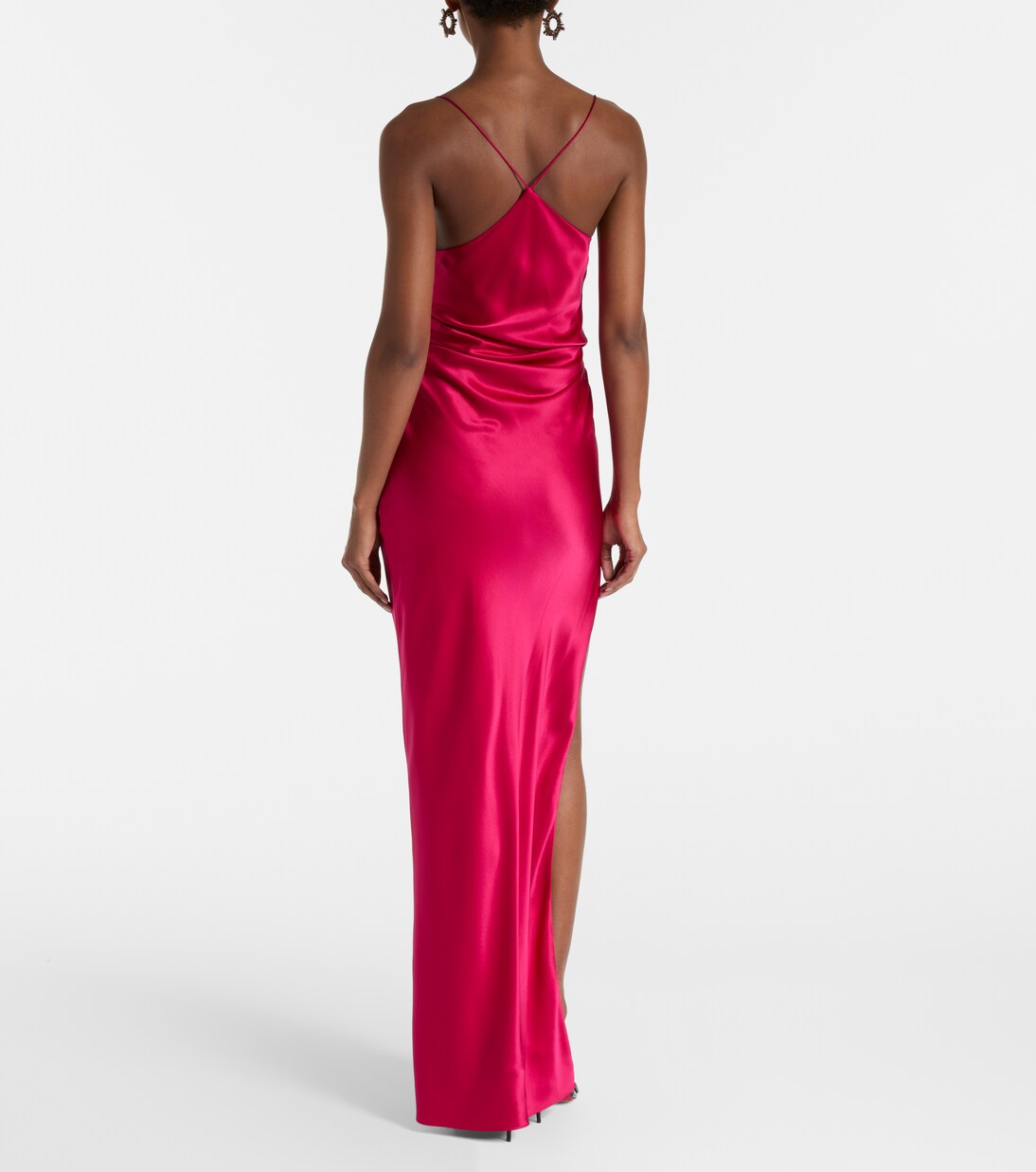 Draped lace-trimmed silk satin gown | The Sei