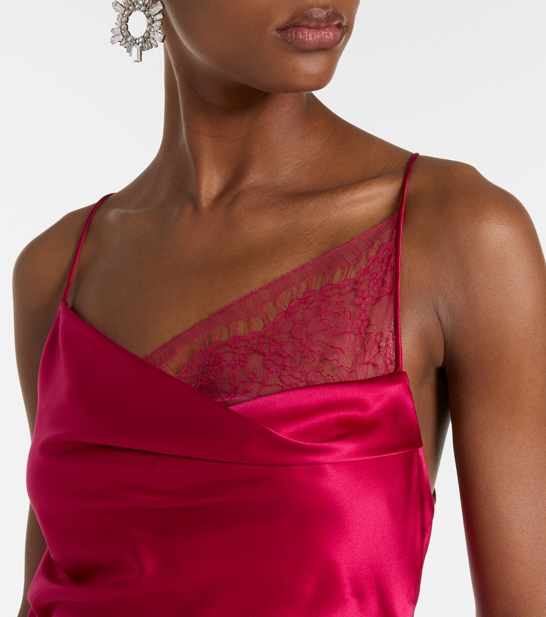 Draped lace-trimmed silk satin gown | The Sei