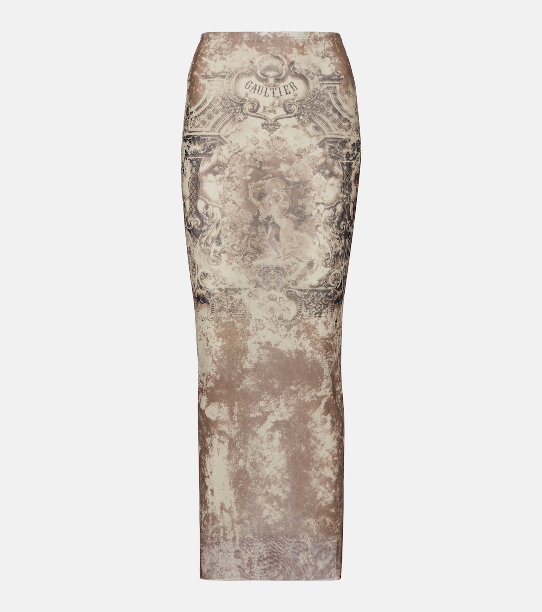 Médallion printed mesh midi skirt | Jean Paul Gaultier