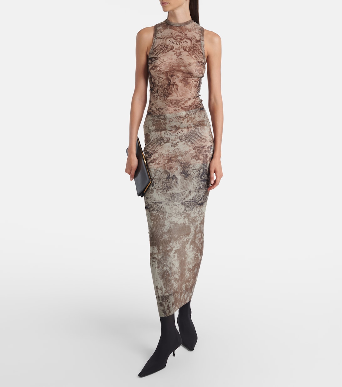 Médallion printed mesh midi skirt | Jean Paul Gaultier