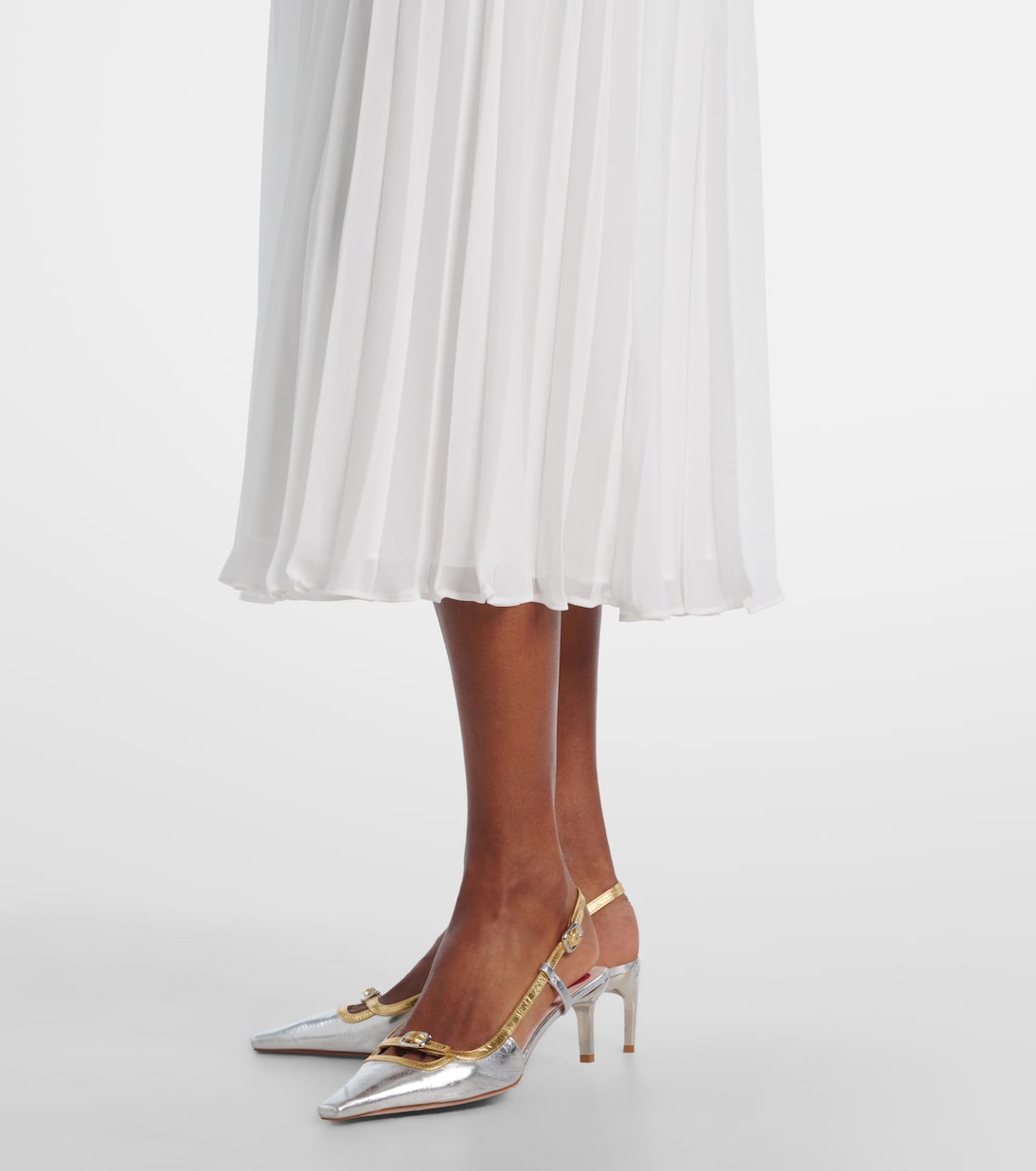 Midikleid aus Bouclé und Chiffon mit Kristallen | Self-Portrait