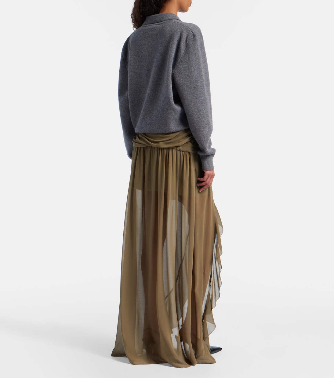 Asymmetric draped maxi skirt | Jacques Wei