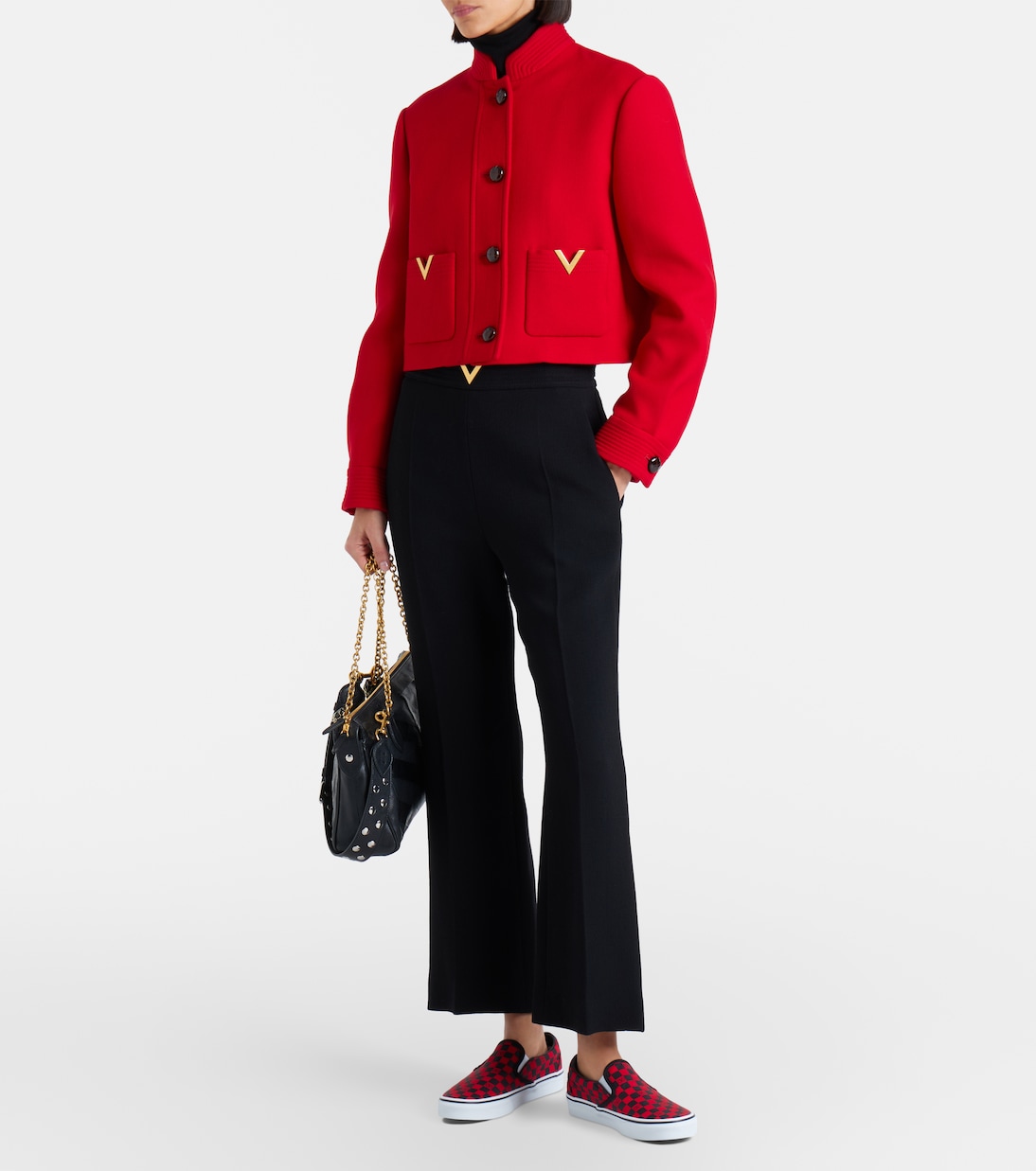 x Vans VLogo checked canvas slip-on sneakers | Valentino Garavani