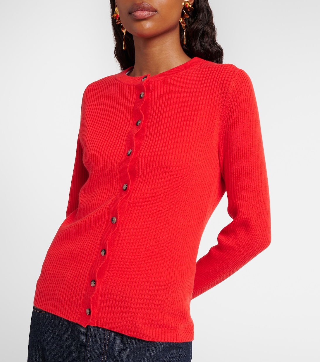 Ribbed-knit scalloped wool and cashmere cardigan | Jardin des Orangers