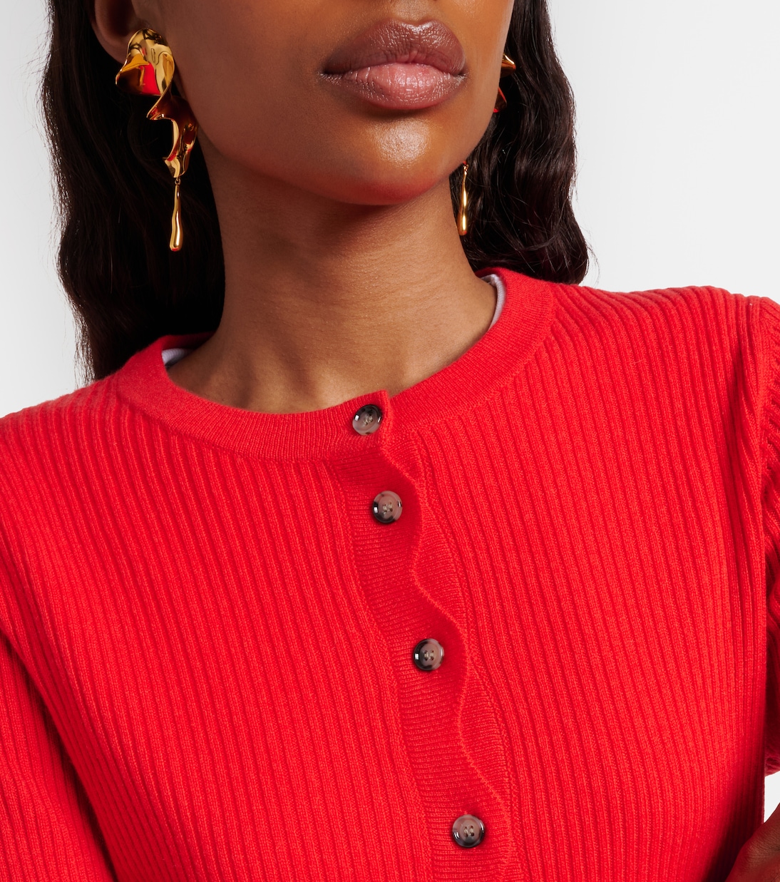 Ribbed-knit scalloped wool and cashmere cardigan | Jardin des Orangers