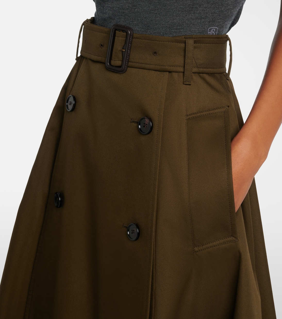 Cotton gabardine midi skirt | Burberry