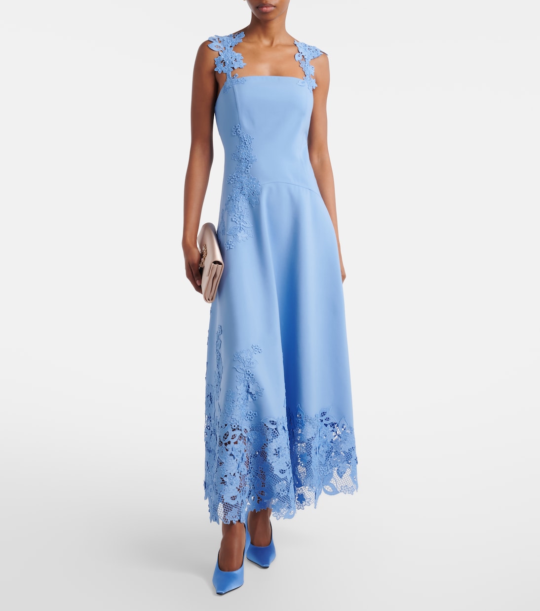 Midikleid Porcelain aus einem Wollgemisch | Oscar de la Renta