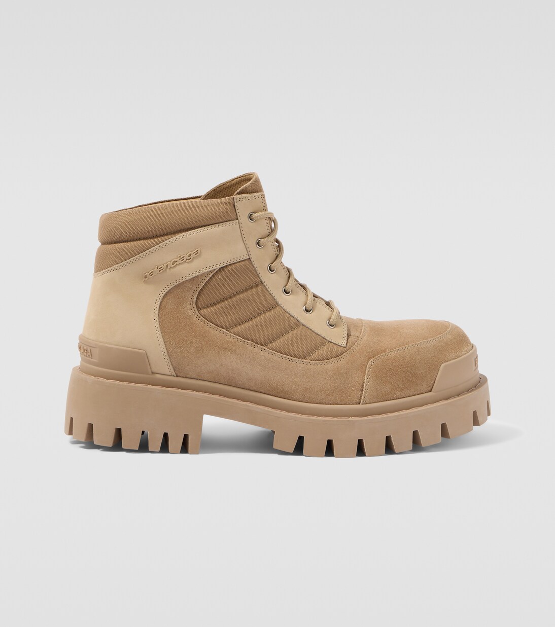 Combat Strike suede-trimmed lace-up boots | Balenciaga