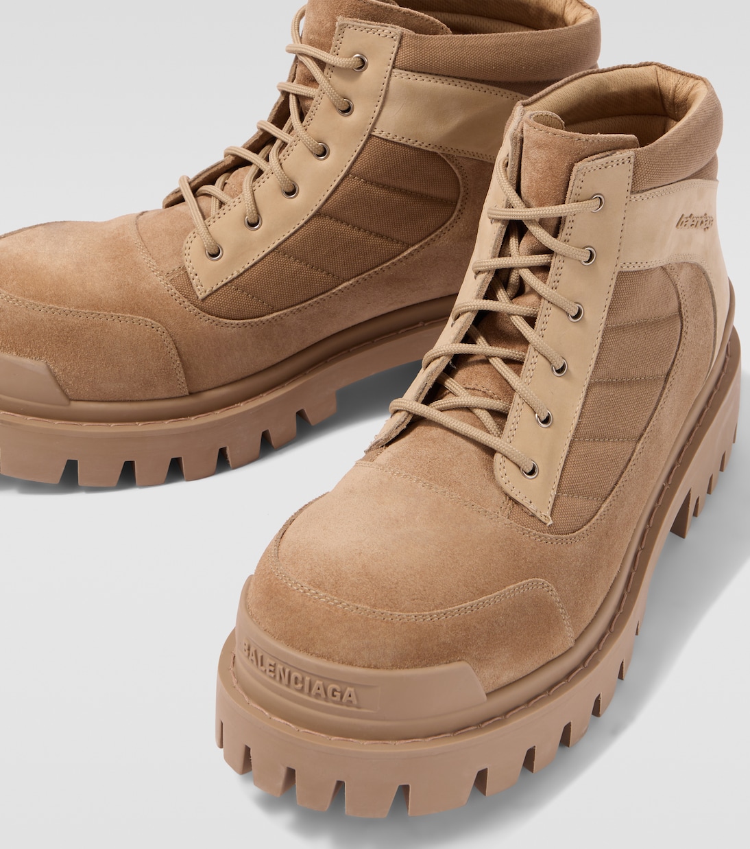 Combat Strike suede-trimmed lace-up boots | Balenciaga