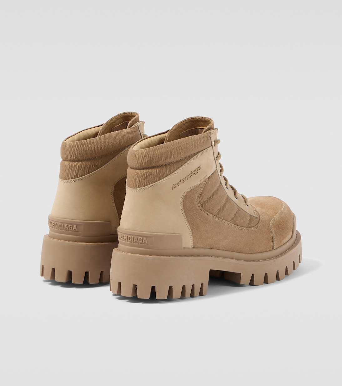 Combat Strike suede-trimmed lace-up boots | Balenciaga