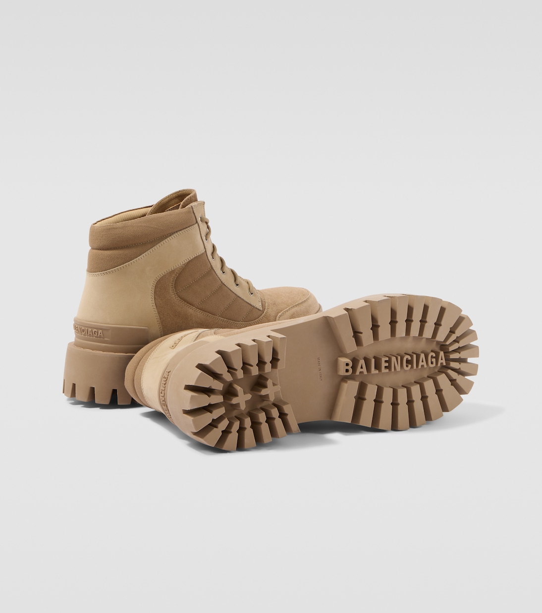 Combat Strike suede-trimmed lace-up boots | Balenciaga