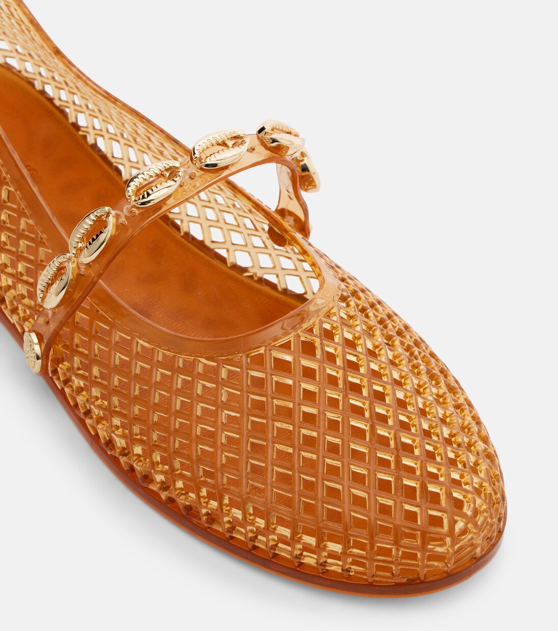 Iro embellished fishnet ballet flats | Ancient Greek Sandals