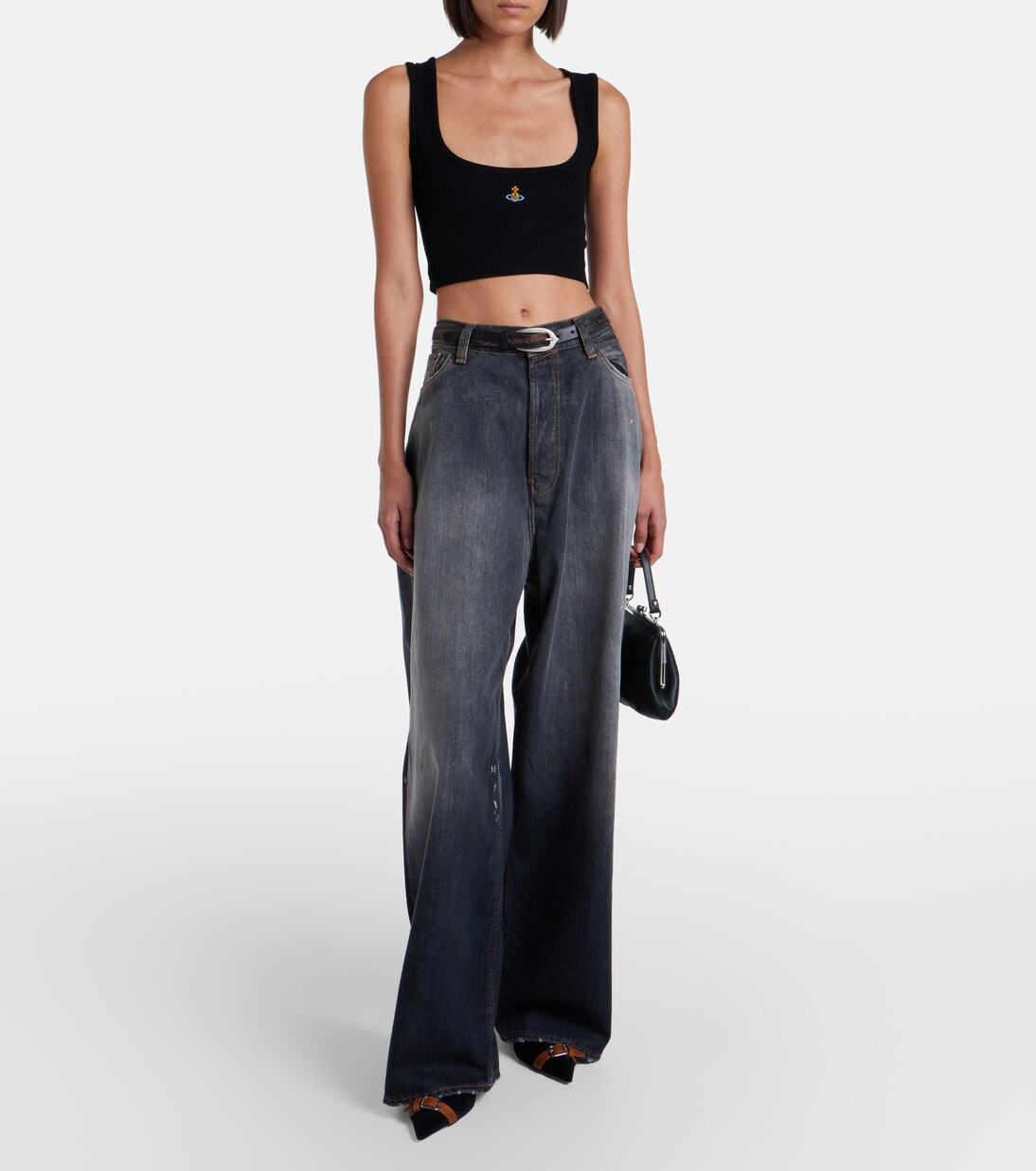 Orb ribbed-knit jersey crop top | Vivienne Westwood
