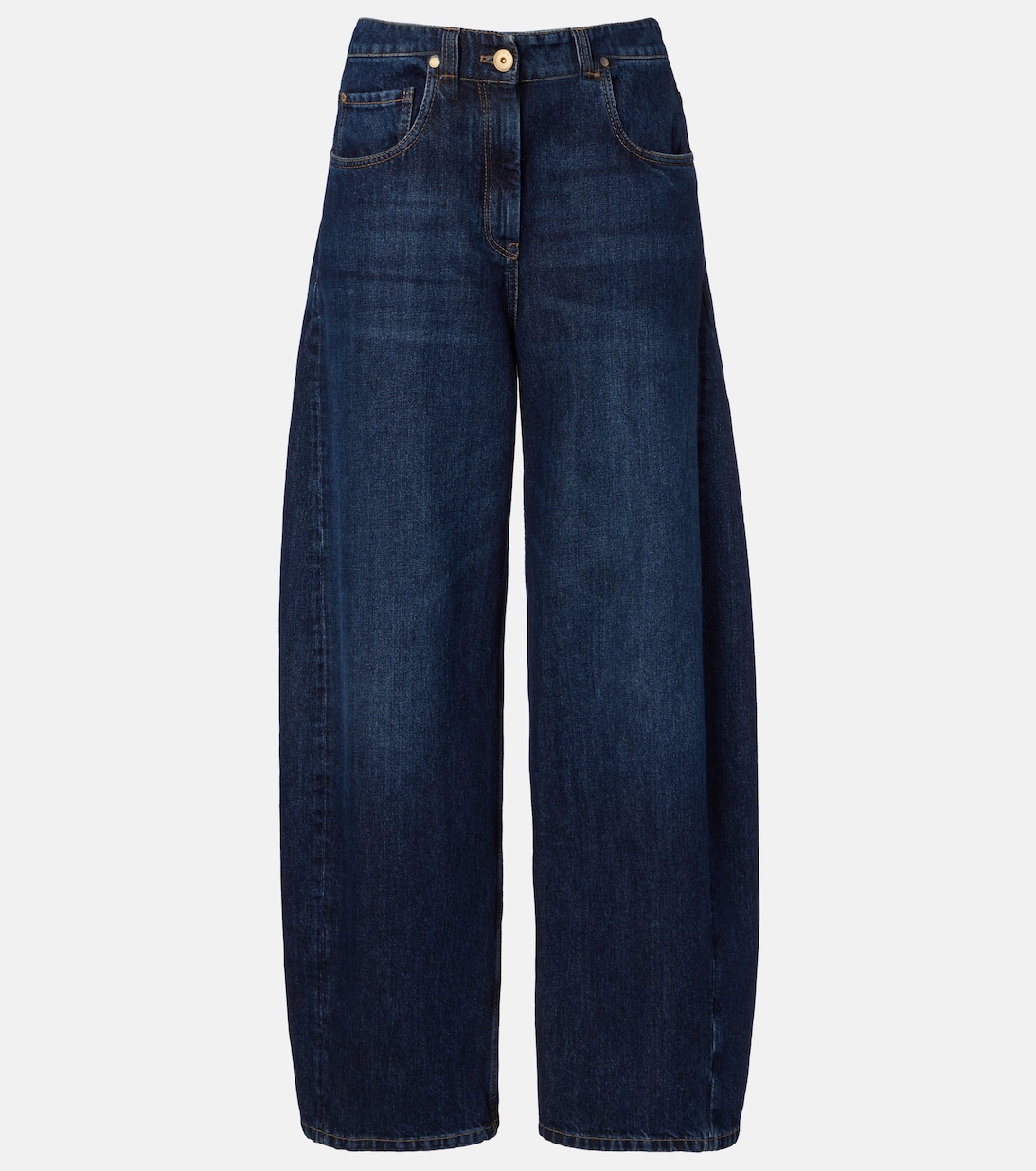 Jeans barrel con piel | Brunello Cucinelli