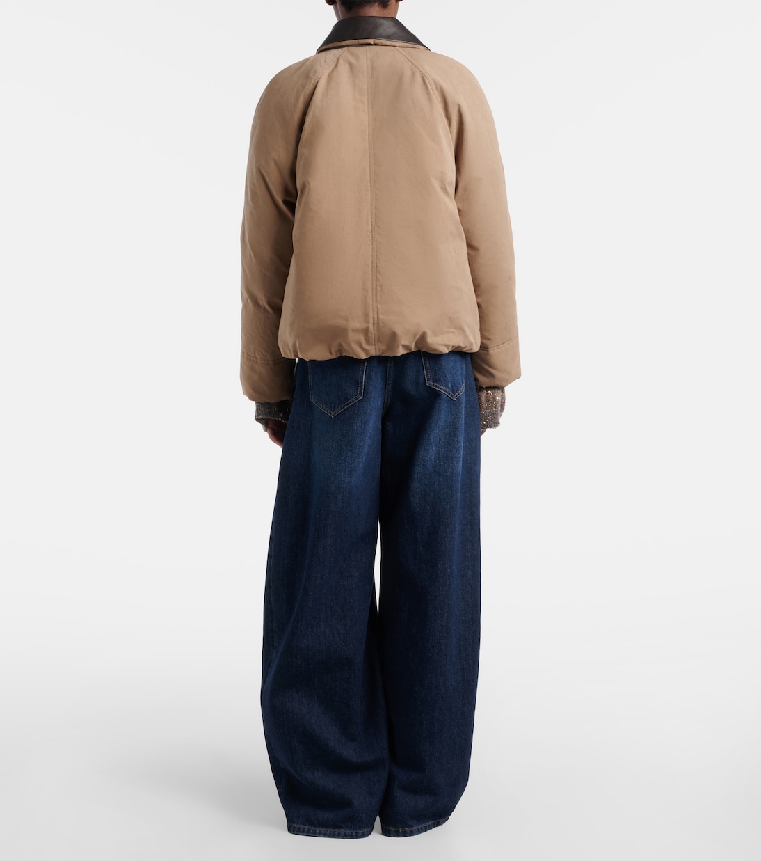 Jeans barrel con piel | Brunello Cucinelli