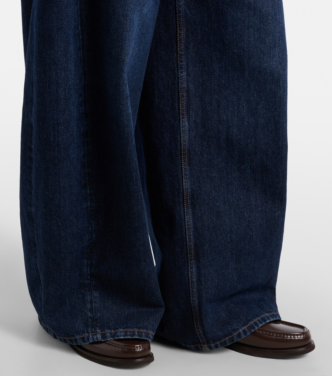Jeans barrel con piel | Brunello Cucinelli