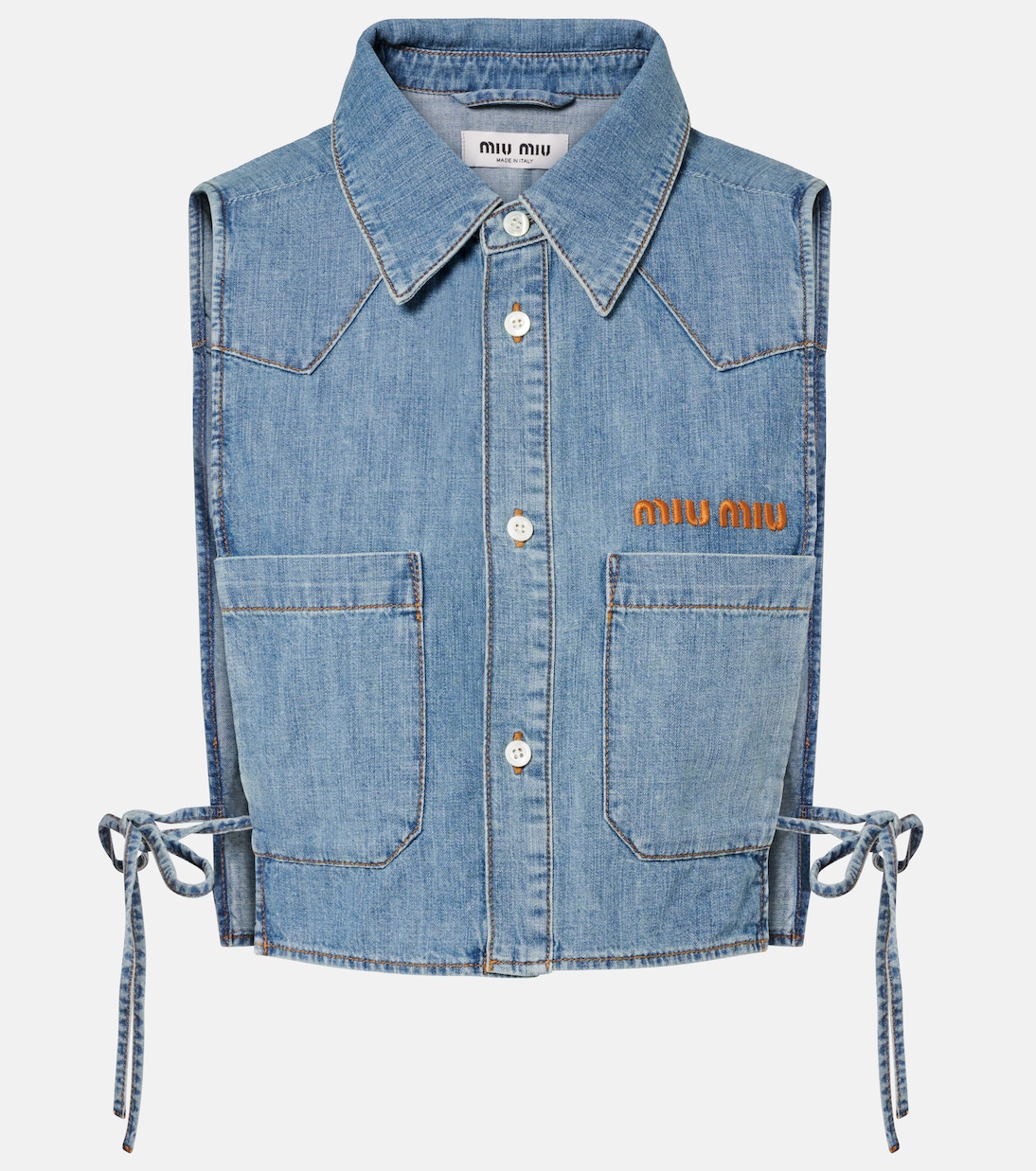 Chambray crop top | Miu Miu