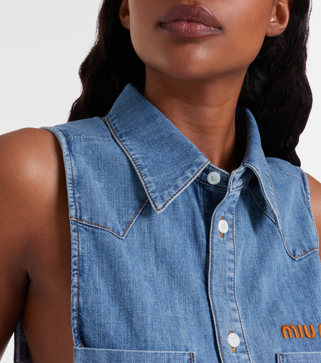 Chambray crop top | Miu Miu