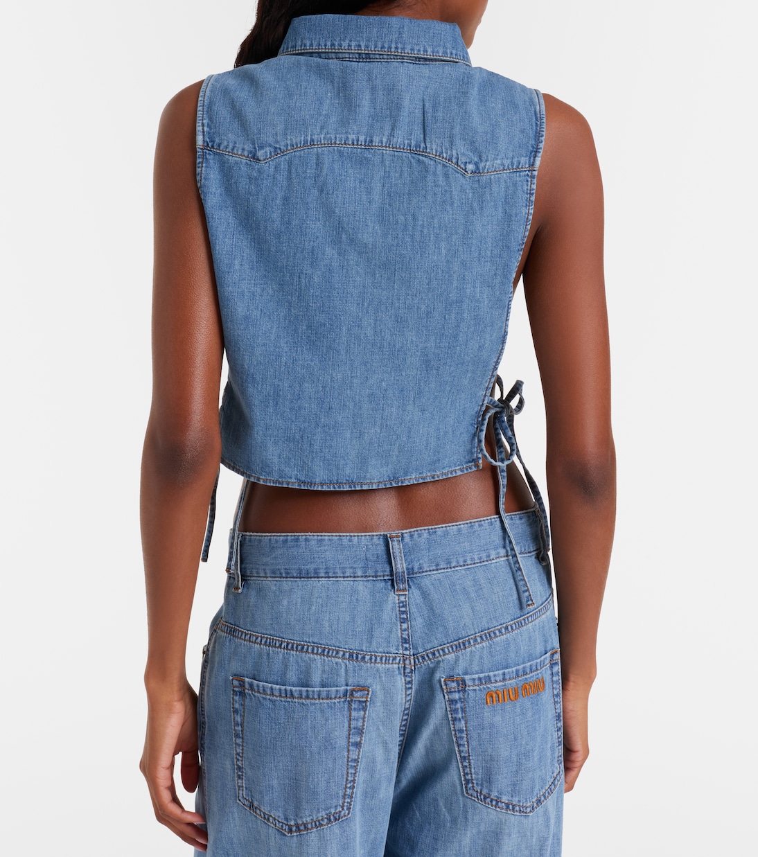 Chambray crop top | Miu Miu