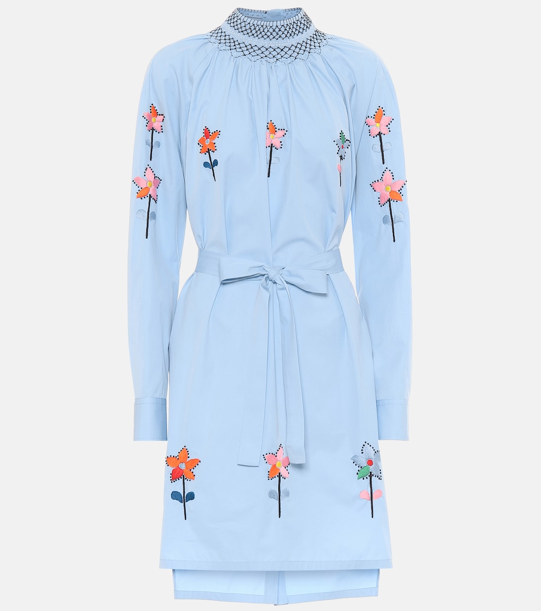 Embroidered cotton-poplin minidress | Prada