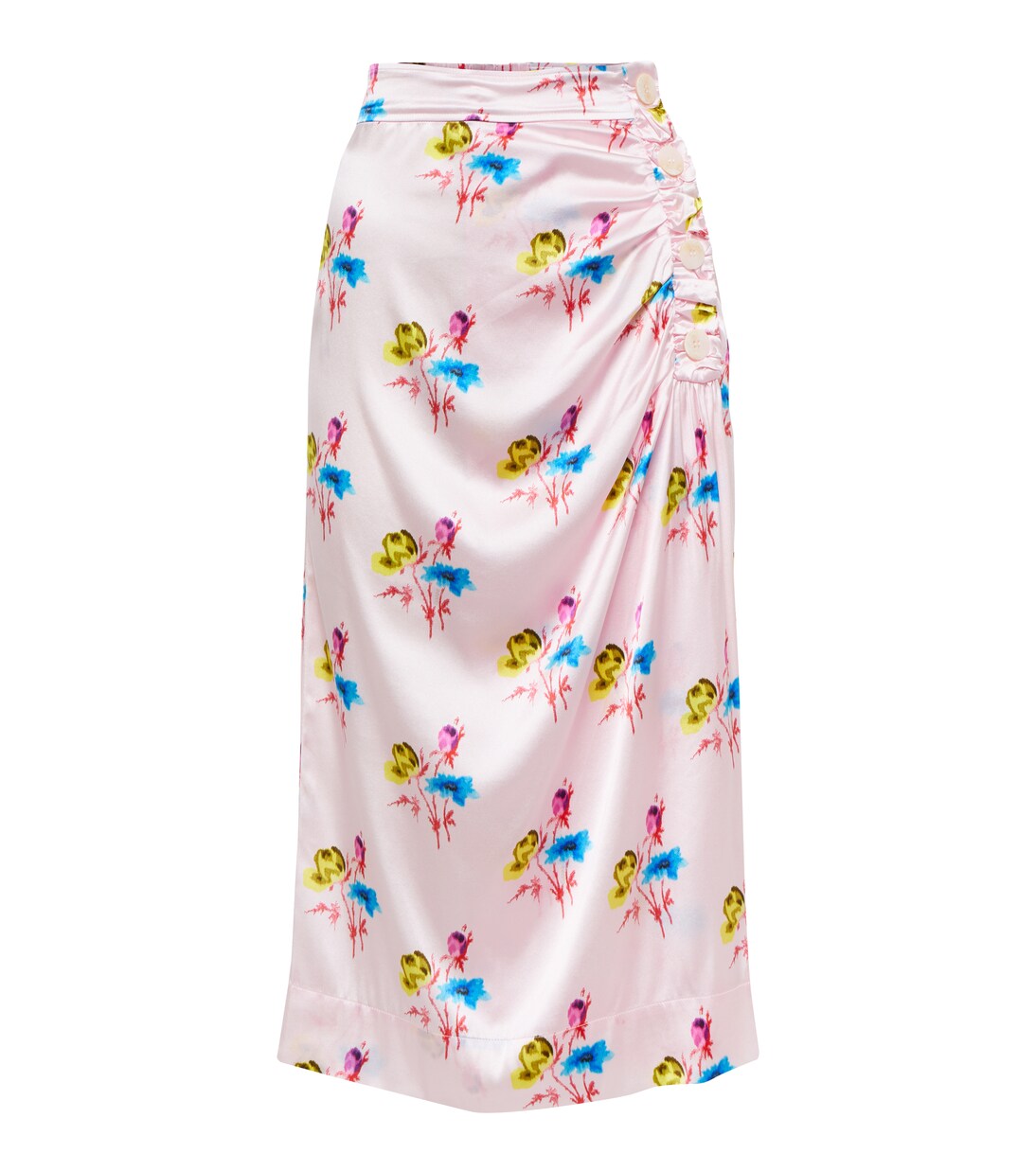 Silk-blend printed high-rise midi skirt | Ganni