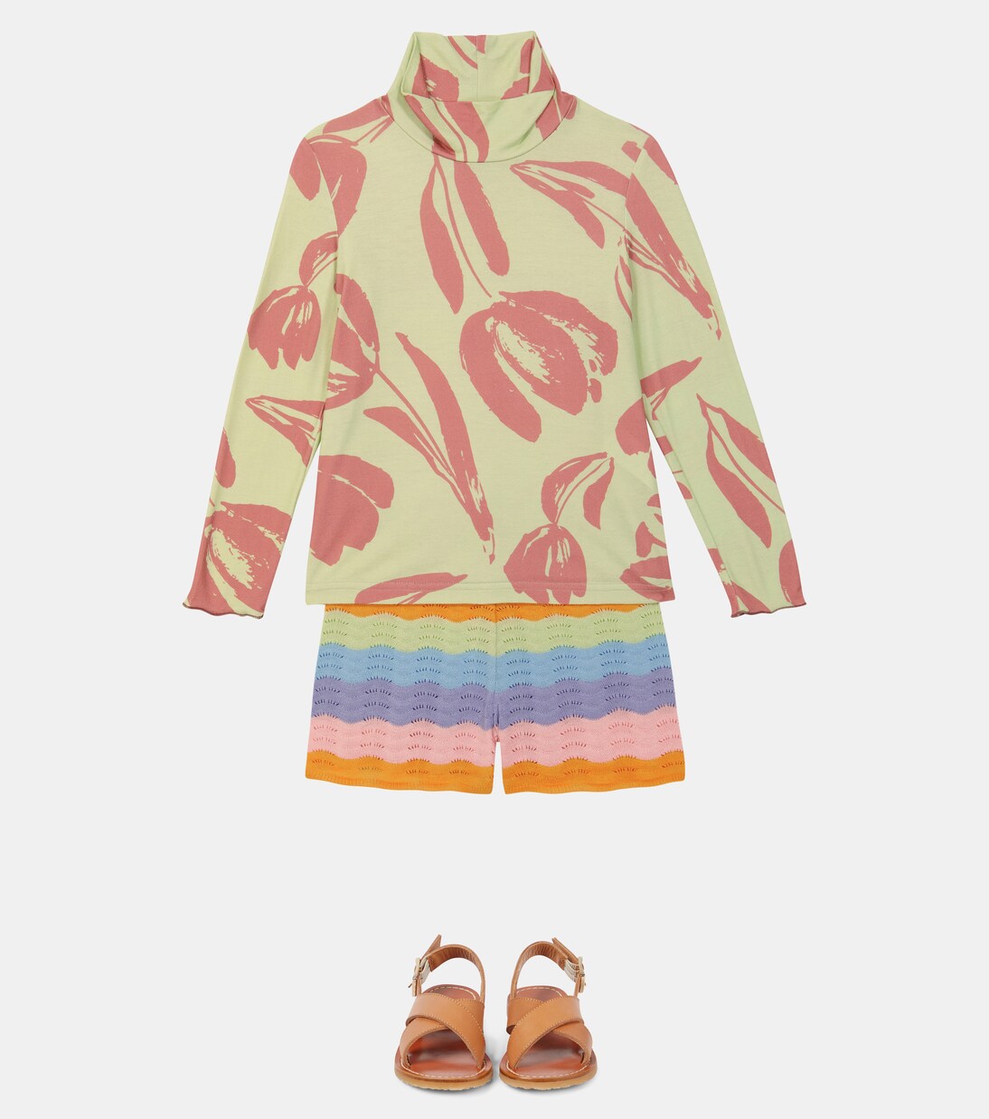 Tulips floral jersey turtleneck top | Paade Mode