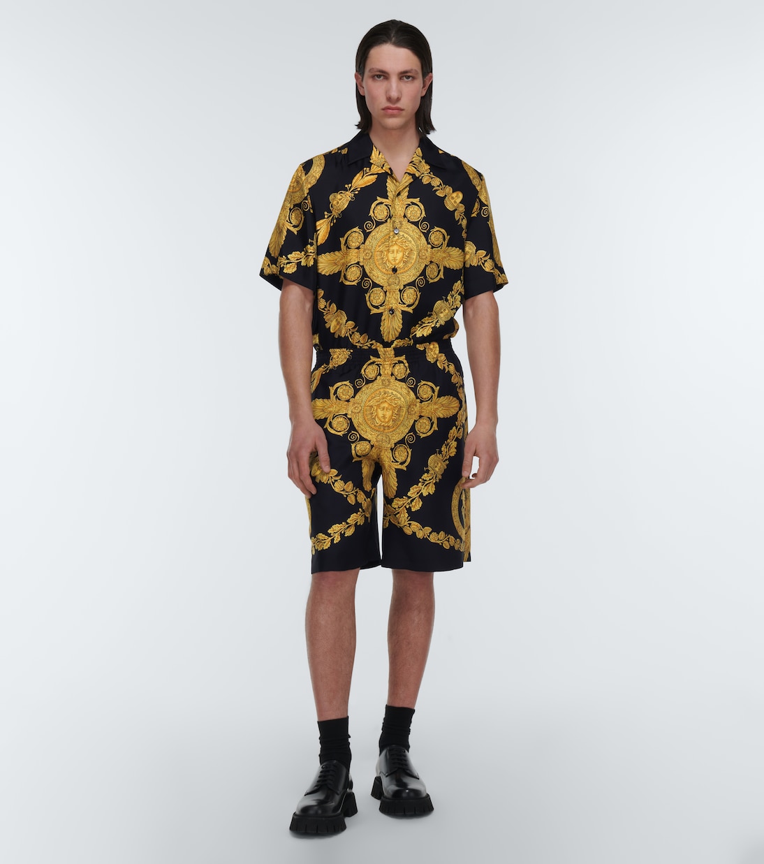 Printed silk twill shorts | Versace
