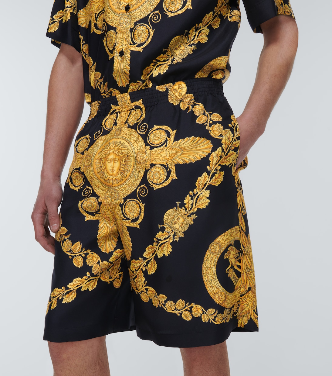 Printed silk twill shorts | Versace