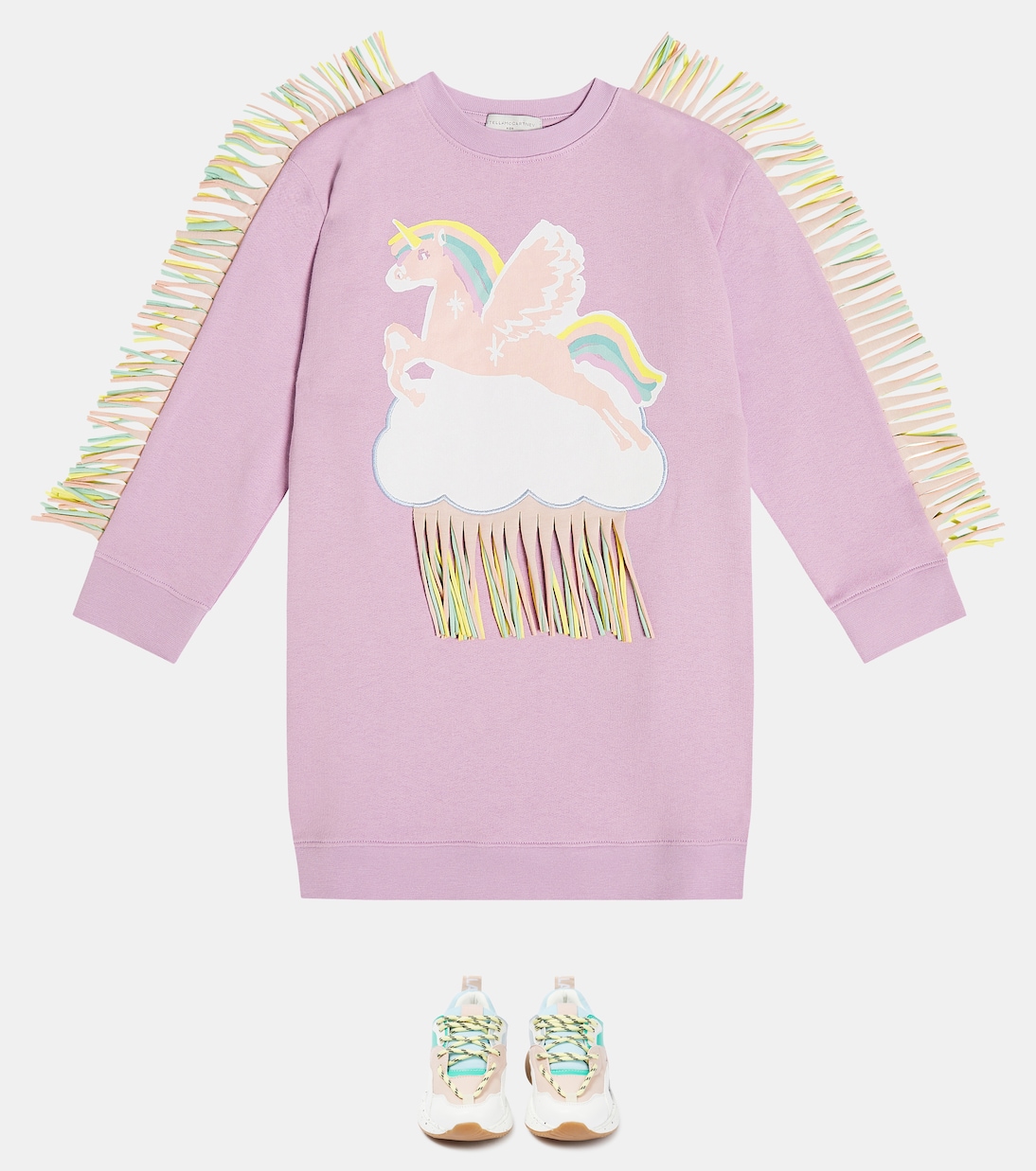 Fringed cotton jersey dress | Stella McCartney Kids