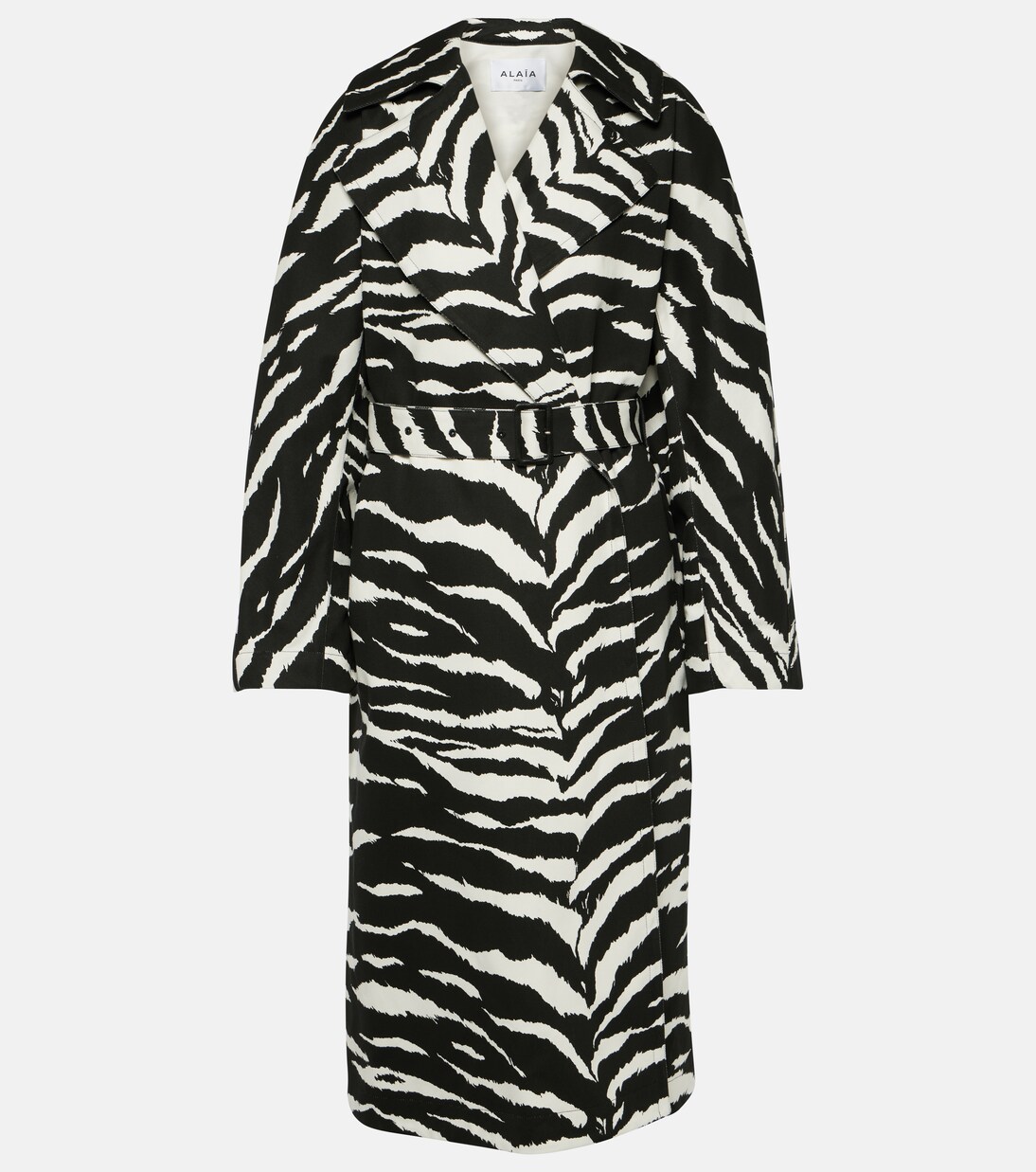 Zebra-print denim trench coat | Alaïa
