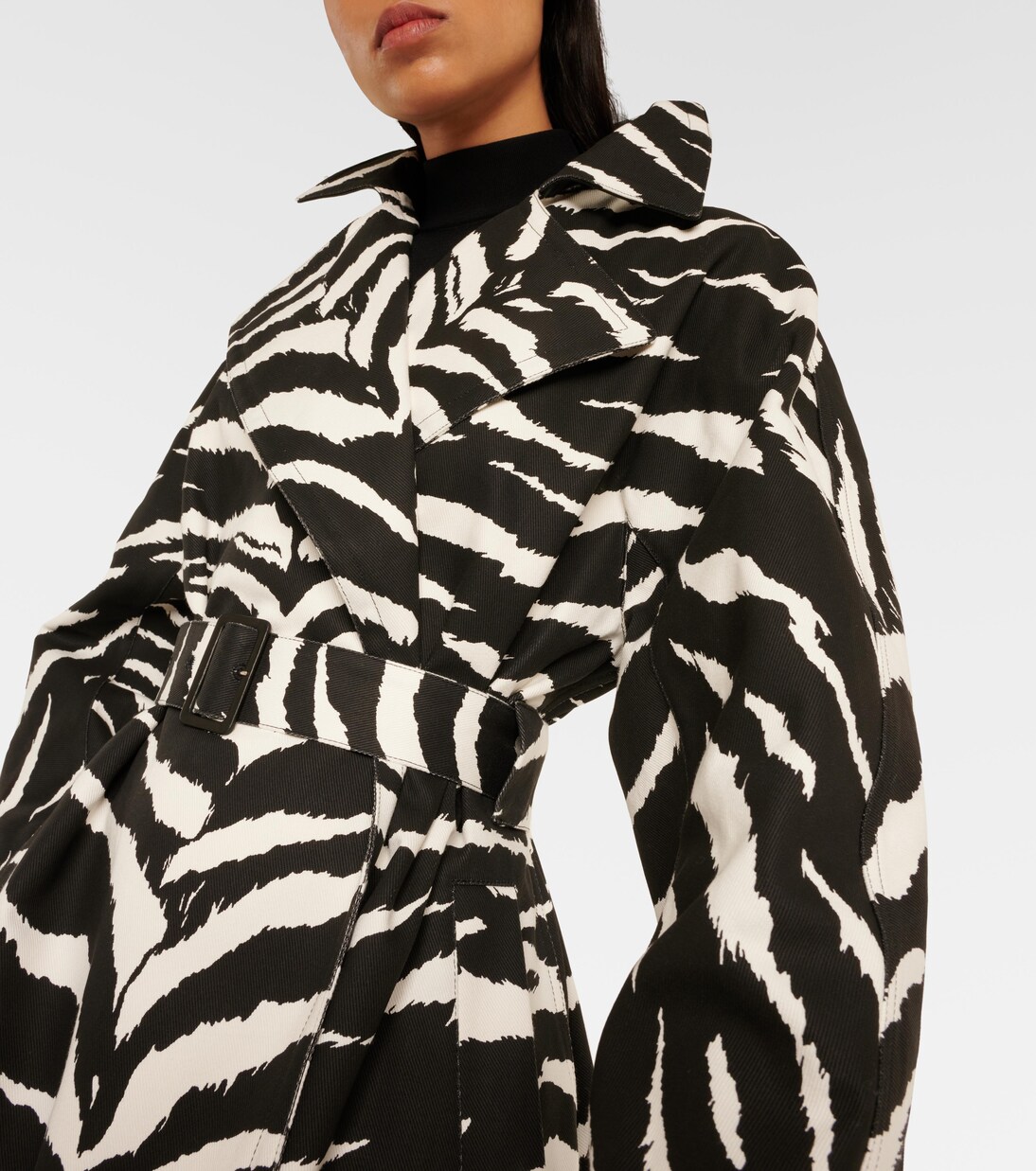 Zebra-print denim trench coat | Alaïa