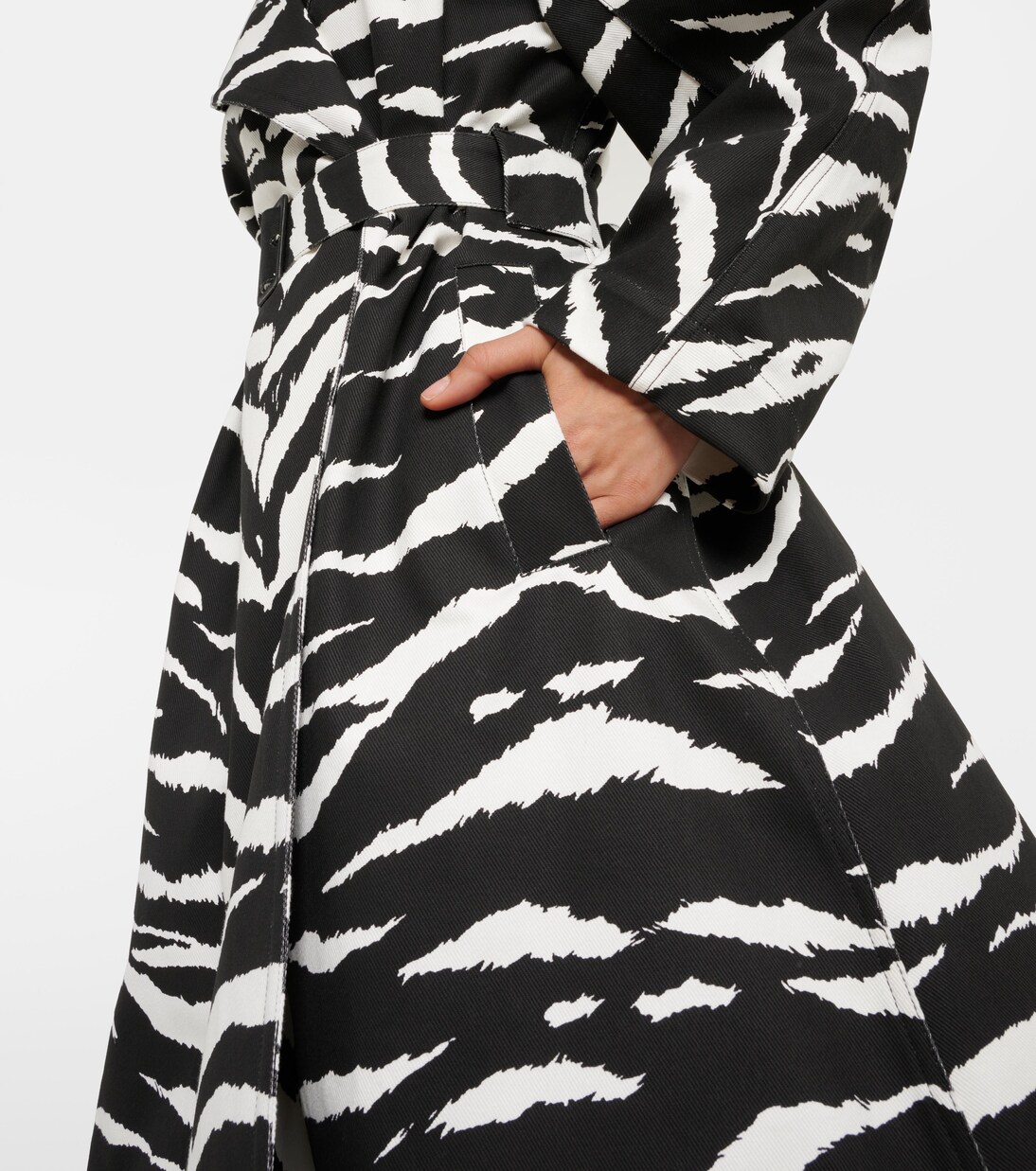 Zebra-print denim trench coat | Alaïa