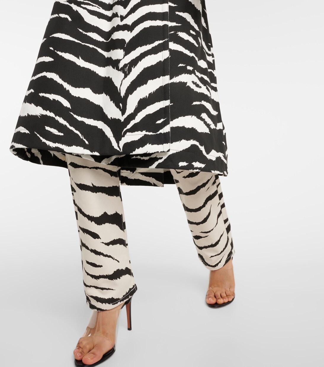 Zebra-print denim trench coat | Alaïa