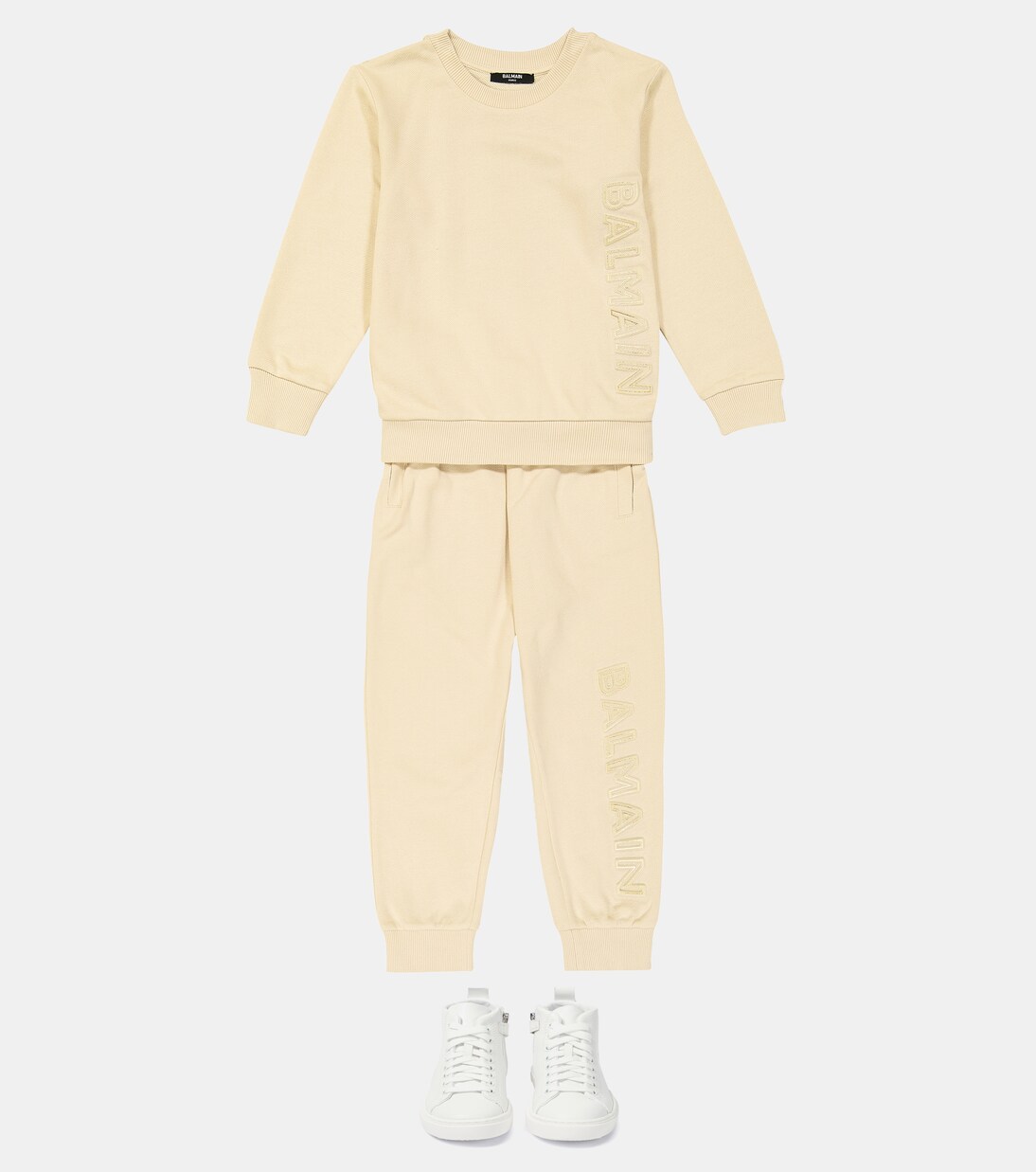 Cotton fleece sweatshirt and sweatpants set | Balmain Kids
