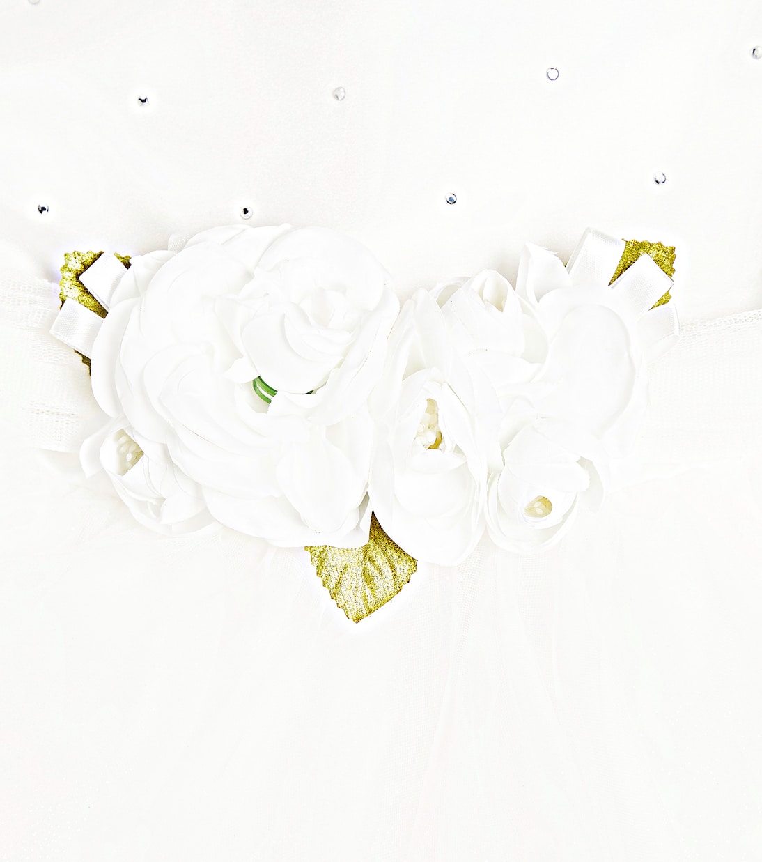 Floral-appliqué embellished tulle dress | Monnalisa