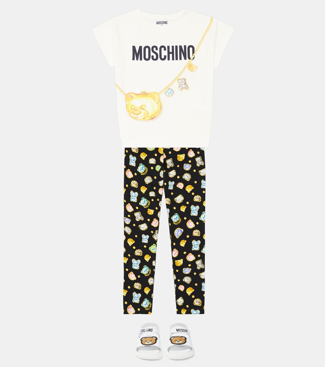 Printed cotton T-shirt and leggings set | Moschino Kids